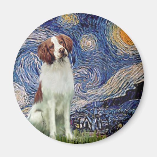 Brittany Spaniel 3 - Sterrennacht Magneet (Voorkant)