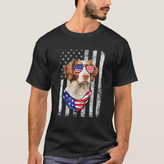 Brittany Spaniel Amerikaanse Vlag USA Patriottisch T-shirt
