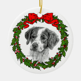 Brittany Spaniel Art van Glenda S. Harlan Keramisch Ornament