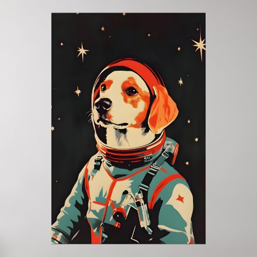 Brittany Spaniel Astronaut Poster, Brittany Retro Poster (Voorkant)