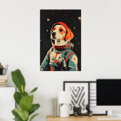 Brittany Spaniel Astronaut Poster, Brittany Retro Poster (Thuiskantoor)
