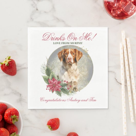 Brittany Spaniel bruiloft servetten met honden Fot (Insitu)