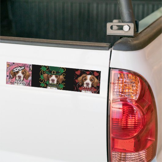 Brittany Spaniel Bumpersticker (Op Truck)