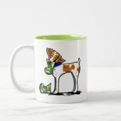 Brittany Spaniel Camouflage Boots Tweekleurige Koffiemok (Links)