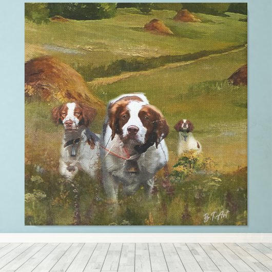 Brittany Spaniel Canvas Afdruk (Insitu (Houten vloer))