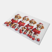 Brittany Spaniel Christmas Dress Santa Hat Deurmat (Schuin)