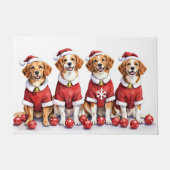 Brittany Spaniel Christmas Dress Santa Hat Deurmat (Voorkant)