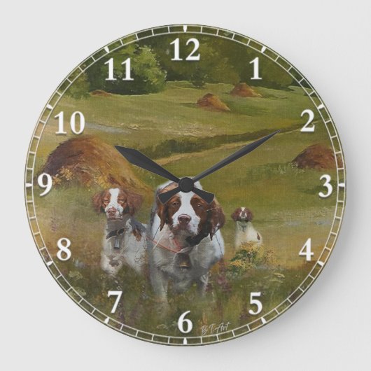 Brittany Spaniel Clock Grote Klok (Voorkant)
