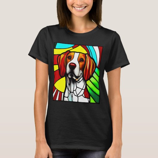 Brittany Spaniel - Colorful Stained Glass_5 T-shirt (Voorkant)