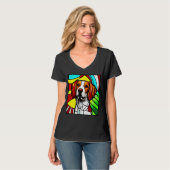 Brittany Spaniel - Colorful Stained Glass_5 T-shirt (Voorkant volledig)
