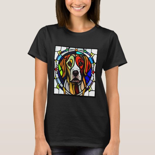 Brittany Spaniel - Colorful Stained Glass_8 T-shirt (Voorkant)