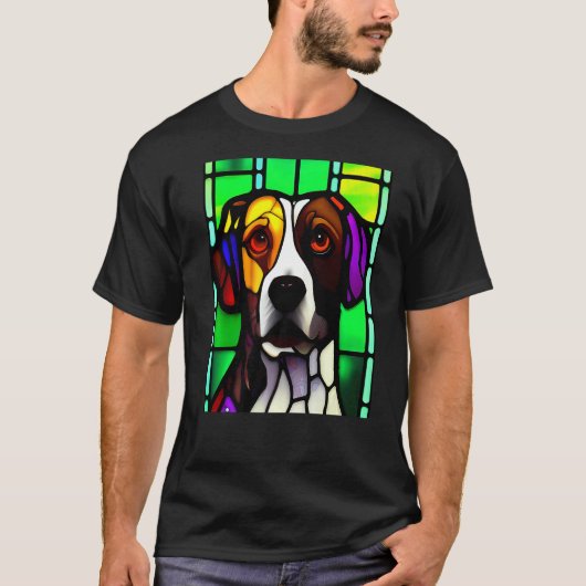 Brittany Spaniel - Colorful Stained Glass Premium_ T-shirt (Voorkant)