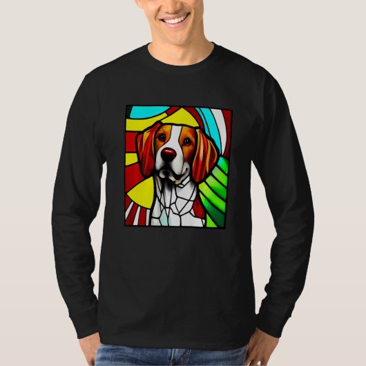Brittany Spaniel - Colorful Stained Glass Premium T-shirt (Voorkant)