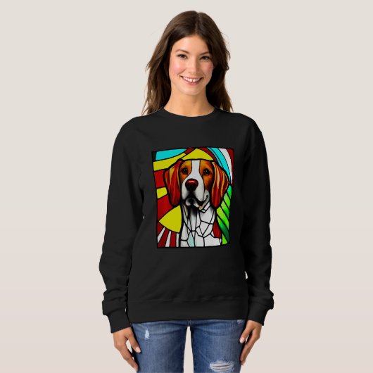 Brittany Spaniel - Colorful Stained Glass Premium Trui (Voorkant volledig)