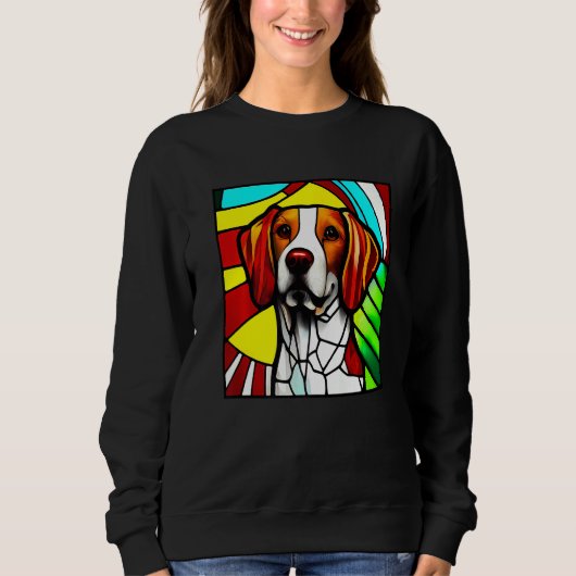 Brittany Spaniel - Colorful Stained Glass Premium Trui (Voorkant)