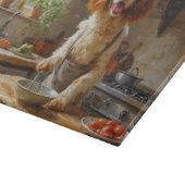 Brittany Spaniel Cooking in Kitchen Snijplank (Hoek)