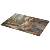 Brittany Spaniel Cooking in Kitchen Snijplank (Hoek)