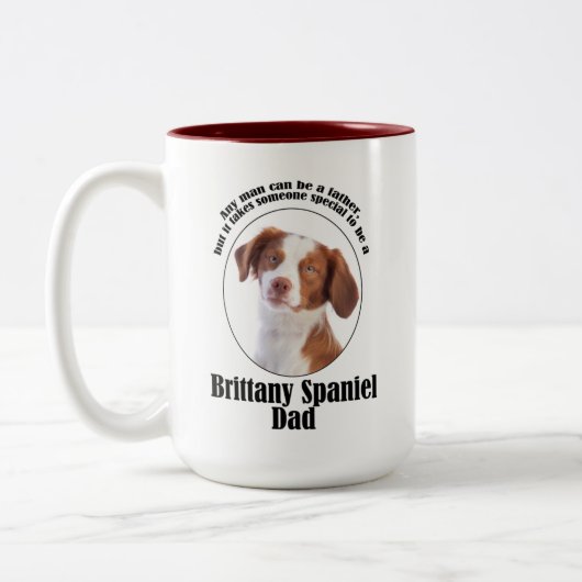 Brittany Spaniel Dad Tweekleurige Koffiemok (Links)