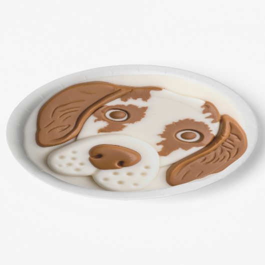 Brittany Spaniel Dog 3D geïnspireerd Papieren Bordje (Gekanteld)