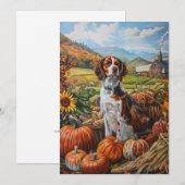Brittany Spaniel Dog Autumn Harvest Thanksgiving Feestdagenkaart (Voorkant / Achterkant)