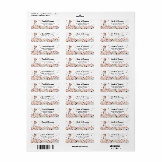 Brittany Spaniel Dog Bowtie bloemen Etiket (Full Sheet)