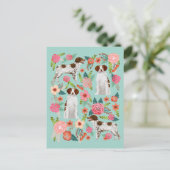 Brittany Spaniel Dog  Florals Art Briefkaart (Staand voorkant)