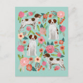 Brittany Spaniel Dog  Florals Art Briefkaart (Voorkant)