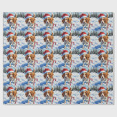 Brittany Spaniel Dog Pointing at Christmas Candy Cadeaupapier (Vlak)