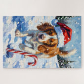 Brittany Spaniel Dog Pointing at Christmas Candy Legpuzzel (Horizontaal)
