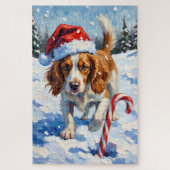 Brittany Spaniel Dog Pointing at Christmas Candy Legpuzzel (Verticaal)