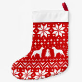 Brittany Spaniel Dog Silhouettes Holiday Patroon Kleine Kerstsok (Achterkant)