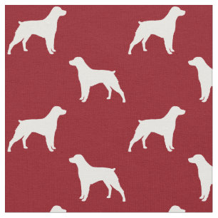 Brittany Spaniel Dog Silhouettes Red en White Stof
