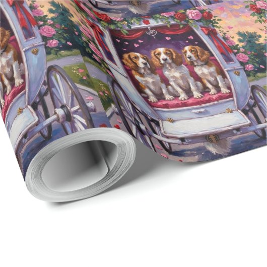 Brittany Spaniel Dog Valentine's Day  Cadeaupapier (Rol Hoek)