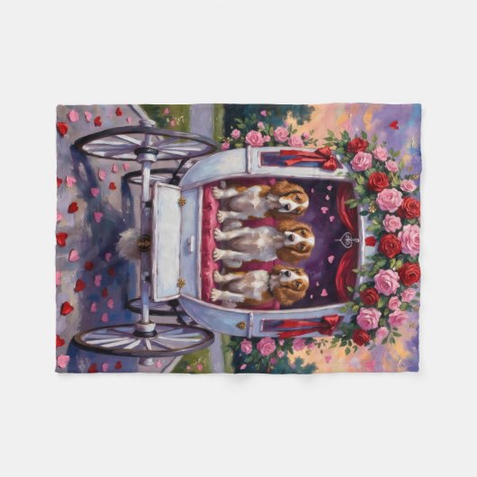 Brittany Spaniel Dog Valentine's Day  Fleece Deken (Voorkant (Horizontaal))