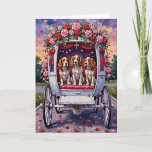 Brittany Spaniel Dog Valentine's Day Kaart (Voorkant)