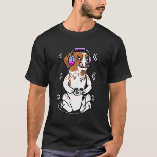 Brittany Spaniel Dog Video Game Gamer Epagn T-shirt