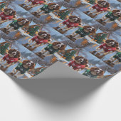 Brittany Spaniel Dogs Christmas Snow Holiday Cadeaupapier (Hoek)
