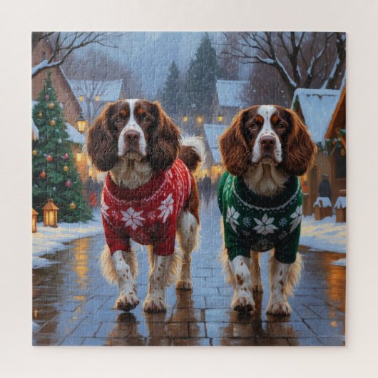 Brittany Spaniel Dogs Christmas Snow Holiday Legpuzzel (Verticaal)