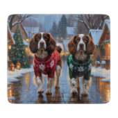 Brittany Spaniel Dogs Christmas Snow Holiday Snijplank (Voorkant)