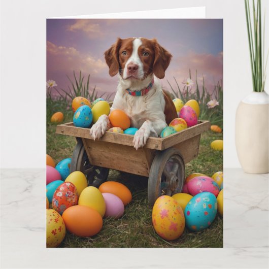 Brittany Spaniel Easter Eggs Kaart (Voorkant)