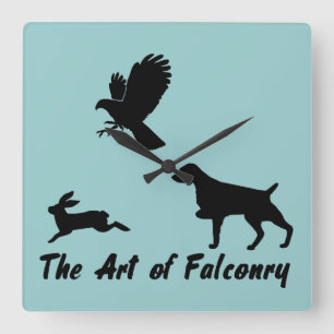 Brittany Spaniel en Falconry Vierkante Klok