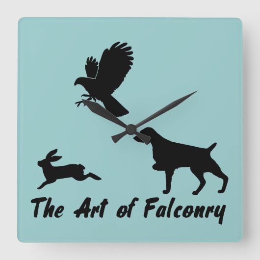 Brittany Spaniel en Falconry Vierkante Klok (Voorkant)