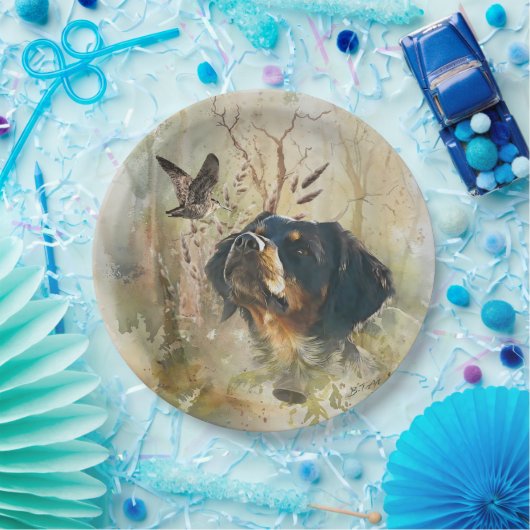 Brittany Spaniel en houtsnip Papieren Bordje (Feest)