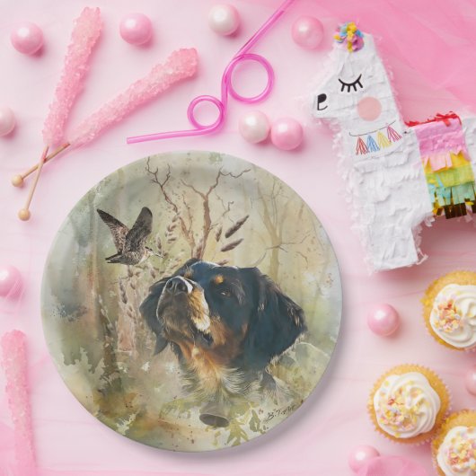 Brittany Spaniel en houtsnip Papieren Bordje (Feest)