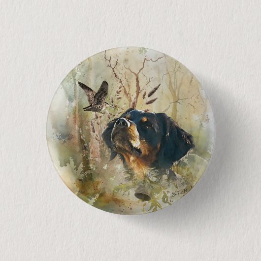 Brittany Spaniel en houtsnip Ronde Button 3,2 Cm (Voorkant)