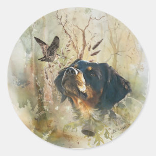 Brittany Spaniel en houtsnip Ronde Sticker