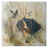 Brittany Spaniel en houtsnip Tegeltje (Voorkant)