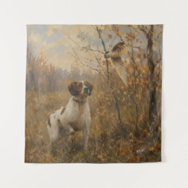 Brittany Spaniel en houtsnip  Wandkleed