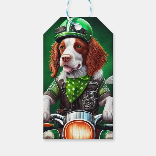 Brittany Spaniel fiets St. Patrick's Day Cadeaulabel (Voorkant)