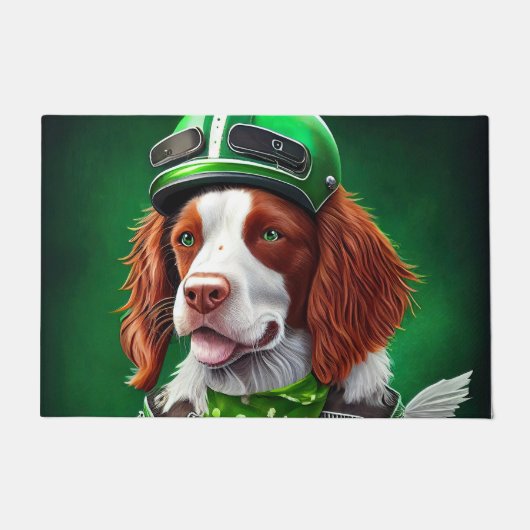 Brittany Spaniel fiets St. Patrick's Day Deurmat (Voorkant)